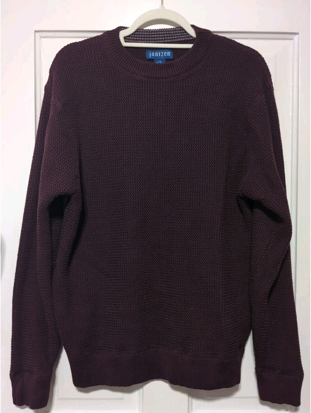 VTG Jantzen Sweater Crew Neck Interlock Thermal Burgundy Men's L(1397)B